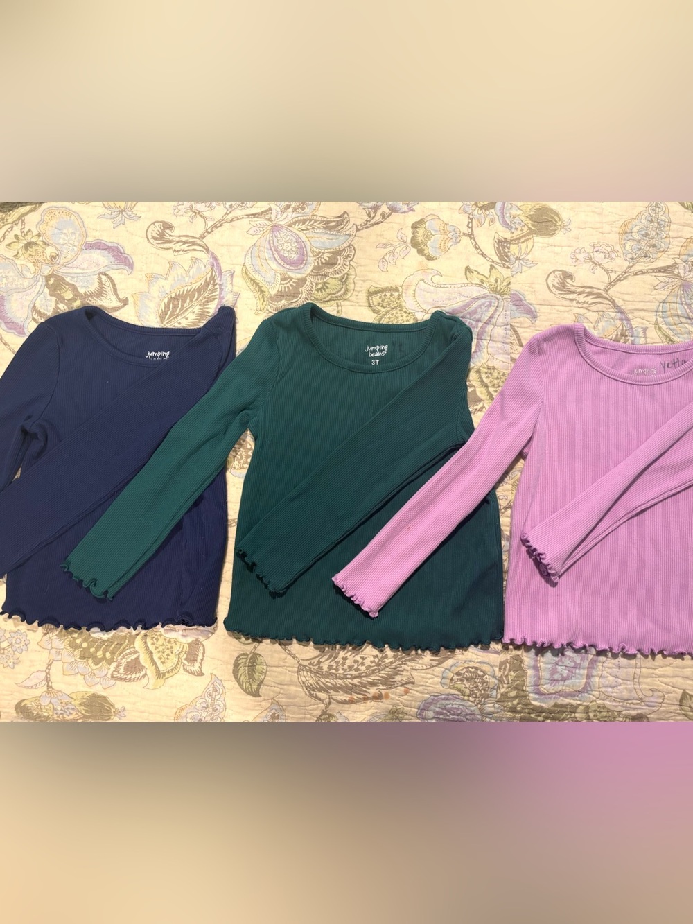 Jumping Beans Girls' Ribbed Long-Sleeve Shirt Bundle of 3